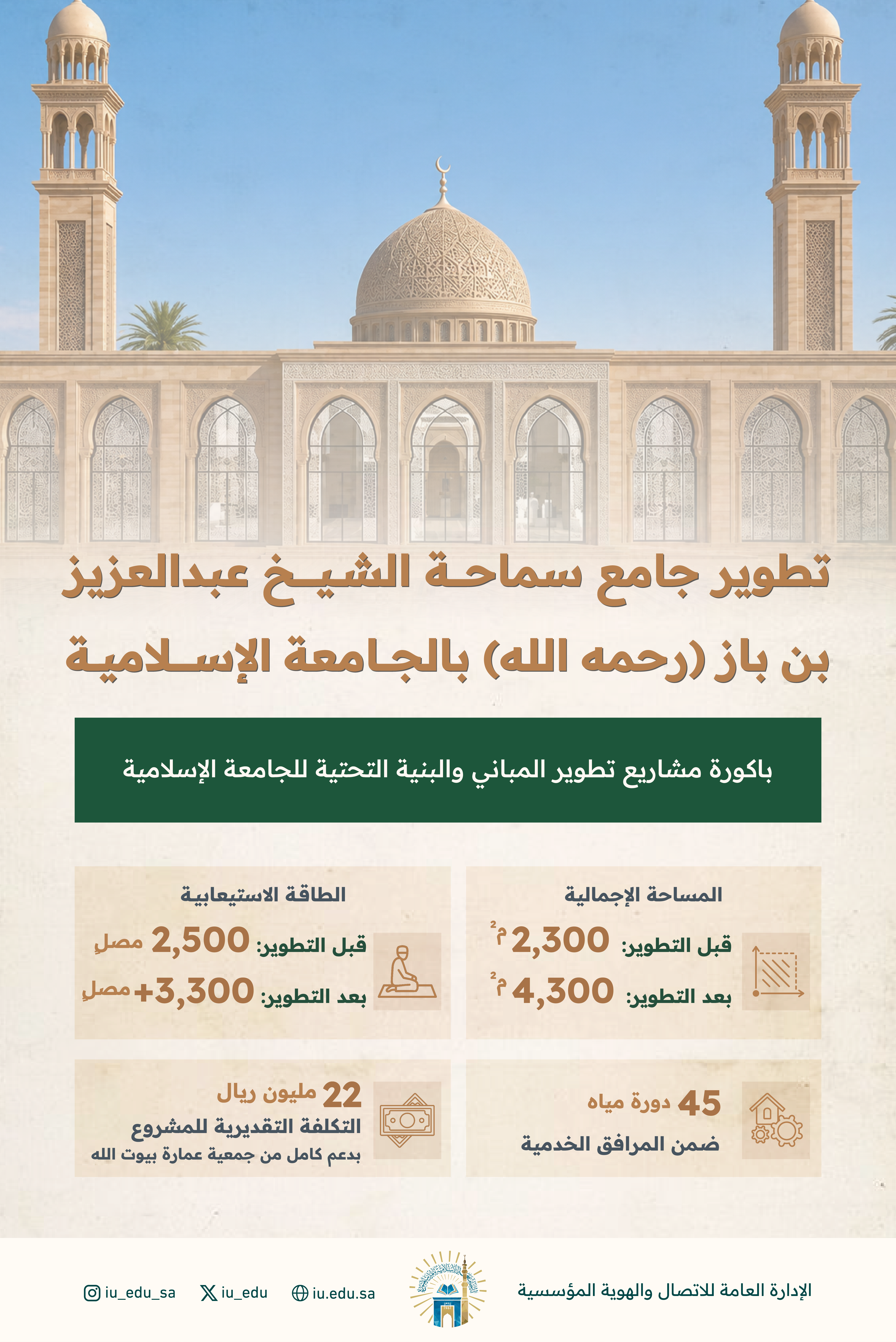 رئيس الجامعة الإسلامية يتفقد مشروع تطوير جامع سماحة الشيخ عبدالعزيز بن باز (رحمه الله) بالحرم الجامعي - 3