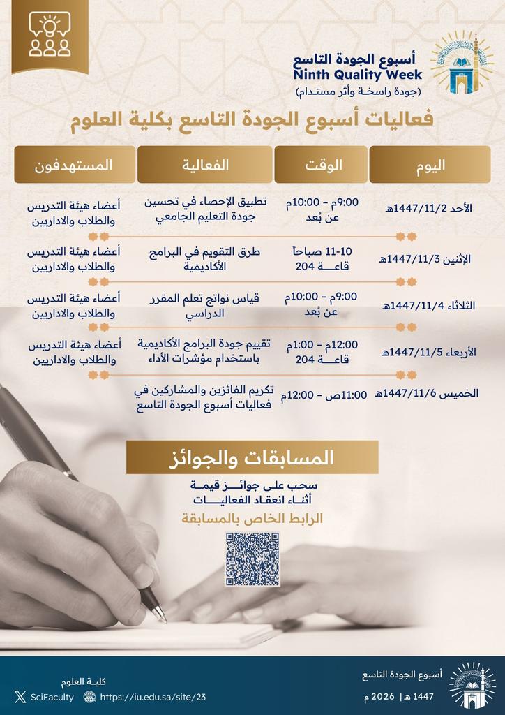 يسرّ  كلية العلوم دعوتكم لحضور مجموعة من الجلسات الحوارية وورش العمل