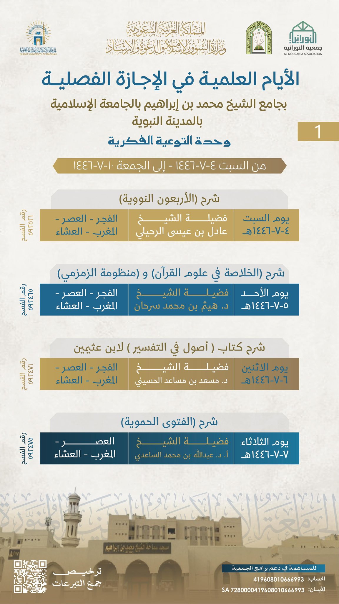 يسر وحدة التوعية الفكرية دعوتكم لحضور برنامج "الأيام العلمية في الإجازة الفصلية" ، وفق البرنامج الزمني المرفق . - 1