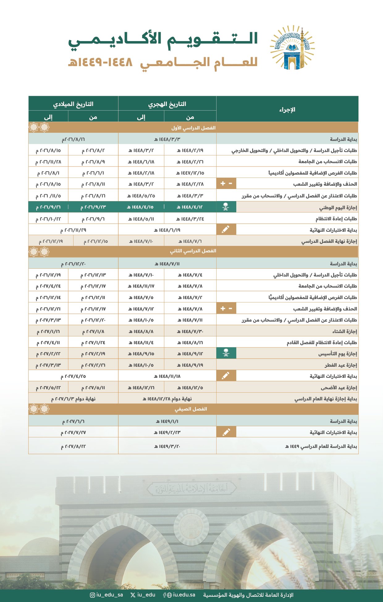 التقويم الأكاديمي