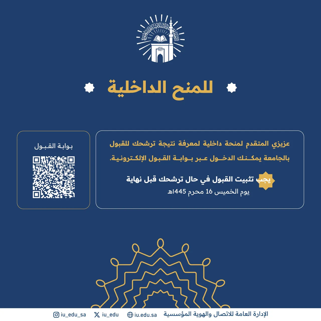 نتائج قبول المتقدمين للمنح الداخلية بمرحلة البكالوريوس لعام 1445هـ