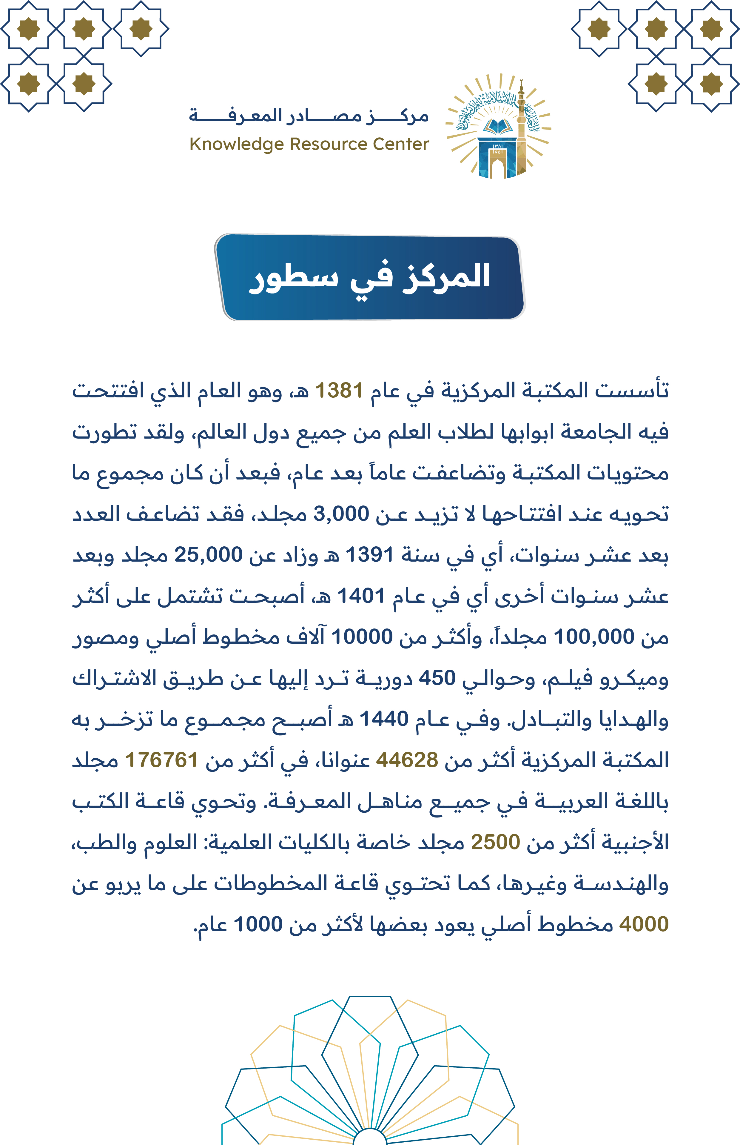 مركز مصادر المعرفة في سطور
